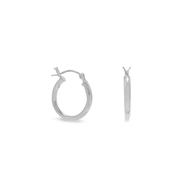 Sterling Silver 2mm x 16mm Round Tube Hoop Earrings