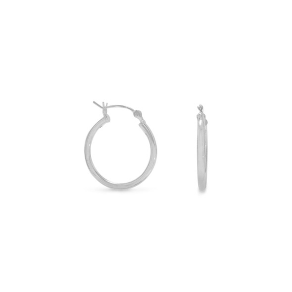 Sterling Silver 2mm x 20mm Hoop Earrings with Click