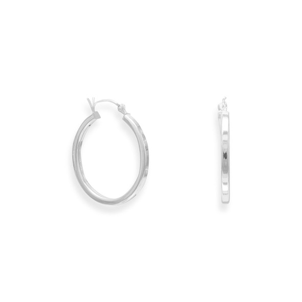 Sterling Silver 2mm x 24mm Square Tube Hoop Earrings