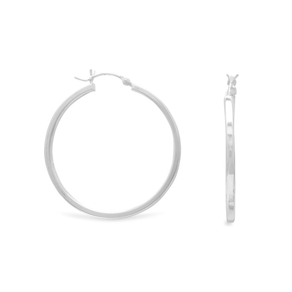 Sterling Silver 2mm x 35mm Square Tube Hoop Earrings