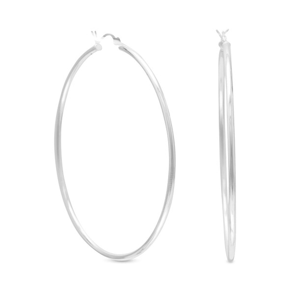 Sterling Silver 2mm x 60mm Hoop Earrings with Click