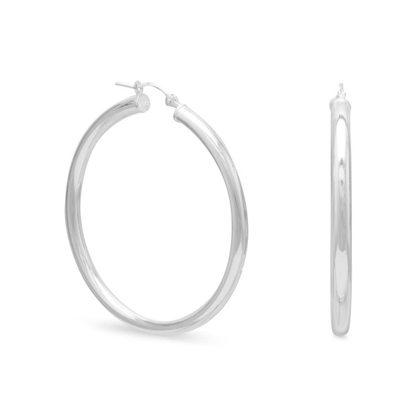 Sterling Silver 3mm x 40mm Hoop Earrings with Click