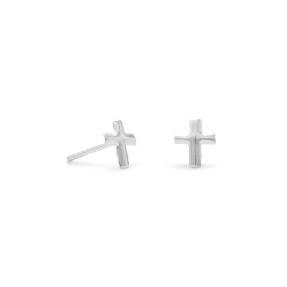 Sterling Silver Small Polished Cross Post Earrings