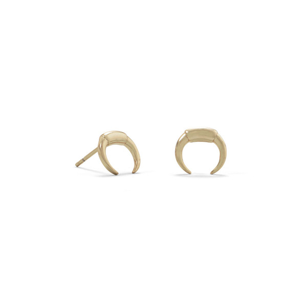 Sterling Silver 14 Karat Gold Plated Mini Crescent Studs