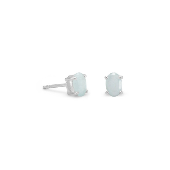 Sterling Silver Faceted Oval Aquamarine Earrings
