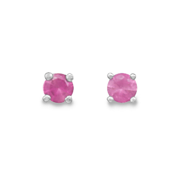 Sterling Silver July Simulated Birthstone Stud Earrings