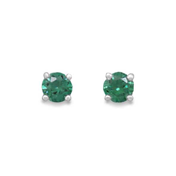 Sterling Silver May Simulated Birthstone Stud Earrings