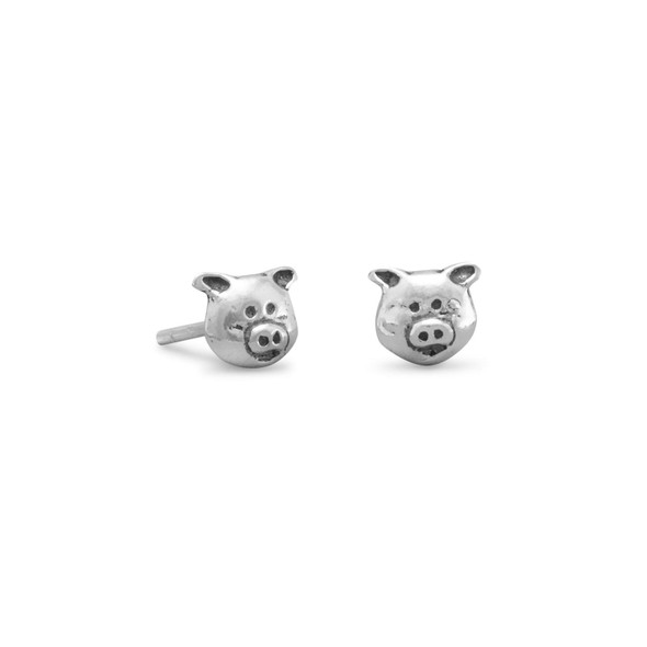 Sterling Silver Piggy Stud Earrings