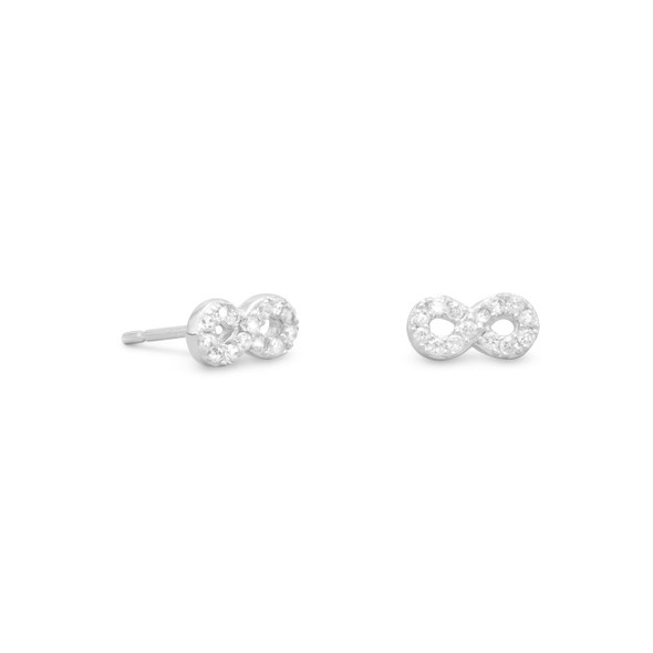 Sterling Silver Rhodium Plated CZ Infinity Earrings