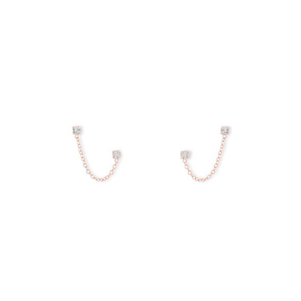 Sterling Silver Rose-Gold-Plated Double Post Crystal Earrings