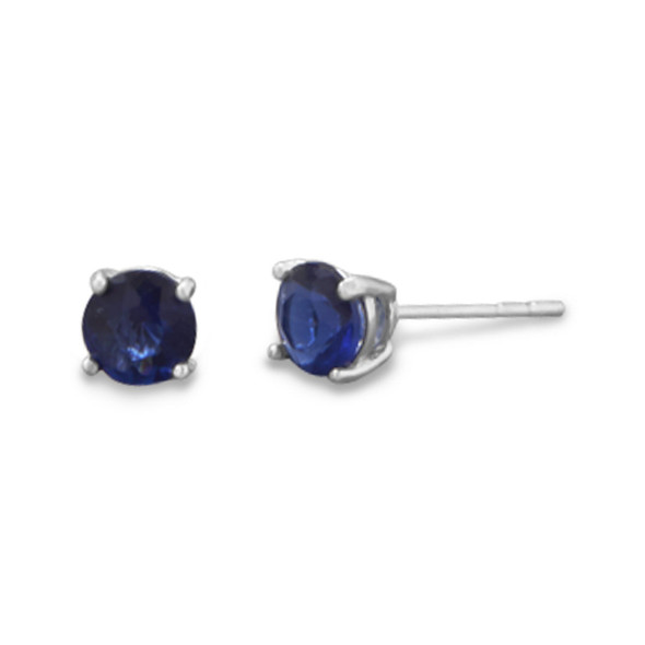 Sterling Silver September Simulated Birthstone Stud Earrings