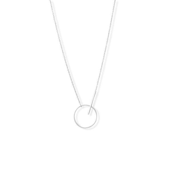 Sterling Silver 16" + 2" Circle with Bar Necklace