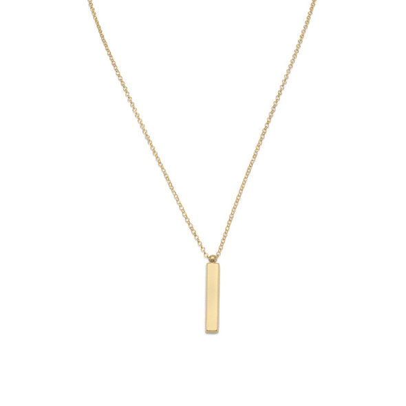 Sterling Silver 18" 14 Karat Gold Plated Drop Bar Necklace