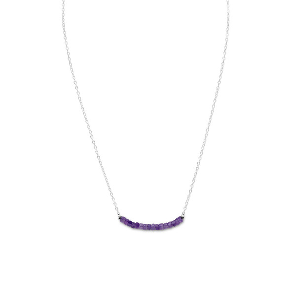 Sterling Silver Amethyst Bead Necklace - February Birthstone