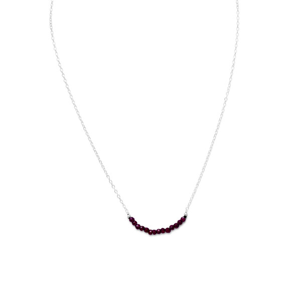 Sterling Silver Faceted Garnet Bead Necklace - January Birthstone