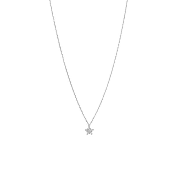 Sterling Silver Rhodium Plated Tiny Snowflake CZ Necklace