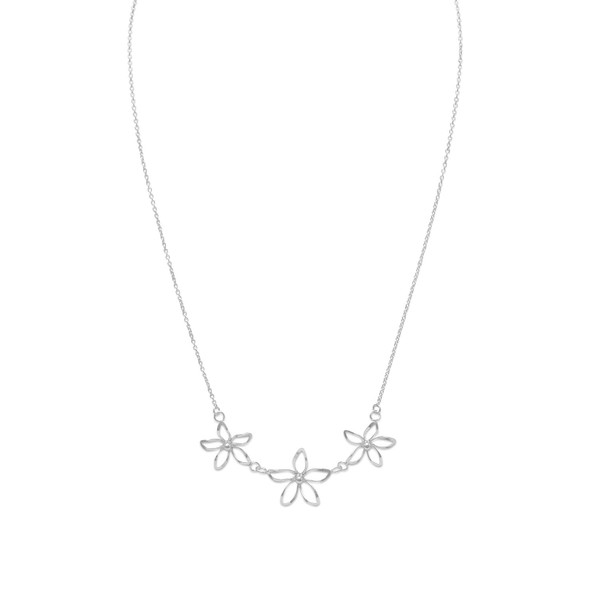 Sterling Silver 18" Diamond-cut Flower Necklace