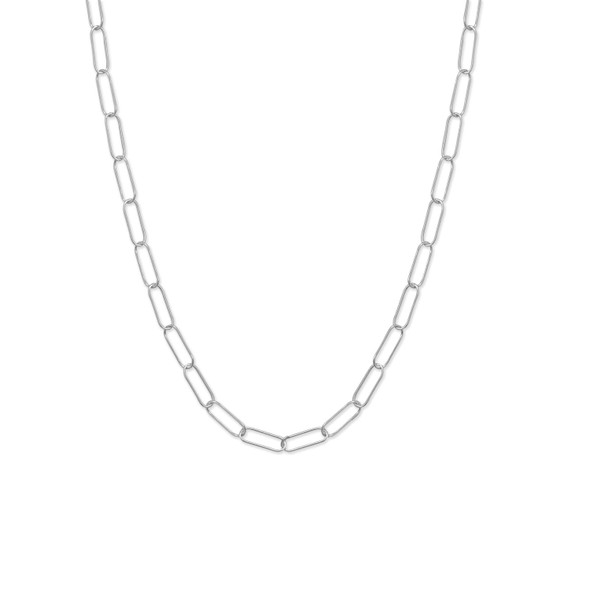 Sterling Silver 18" Rhodium Plated Paperclip Necklace