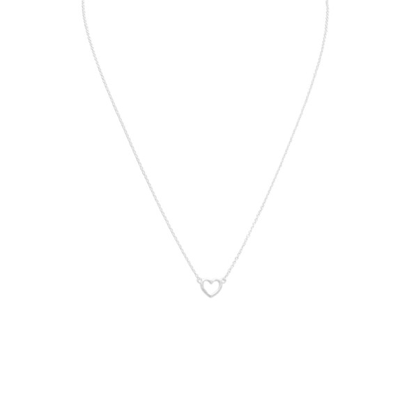 Sterling Silver Matte Cut Out Heart Necklace