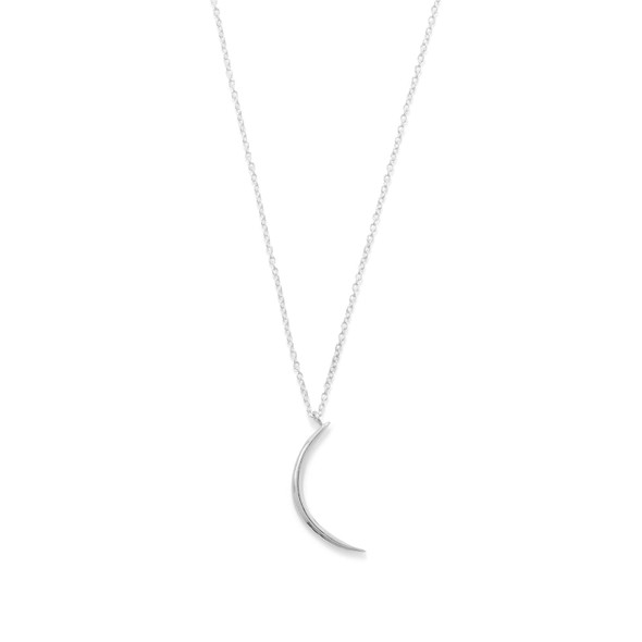 Sterling Silver Polished Crescent Moon Necklace