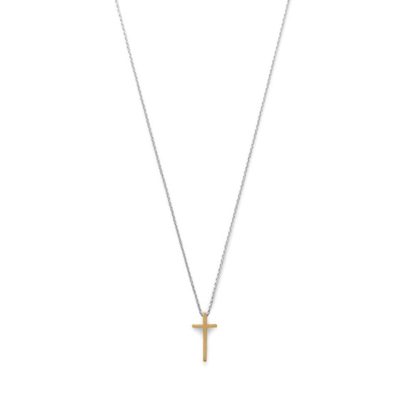 Sterling Silver Two Tone Cross Necklace
