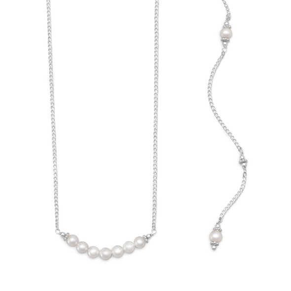 Sterling Silver Beautiful Cultured Freshwater Pearl Back Drop Necklace