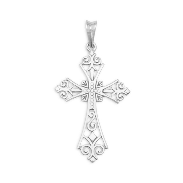 Sterling Silver Ornate Oxidized Cross Pendant