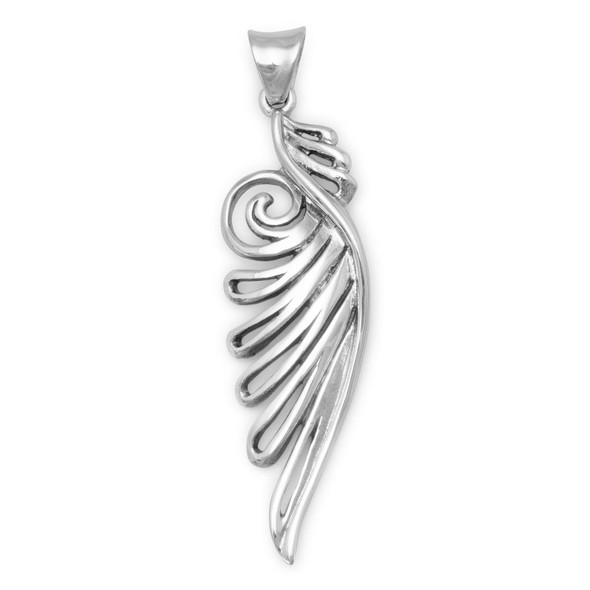 Sterling Silver Ornate Angel Wing Pendant