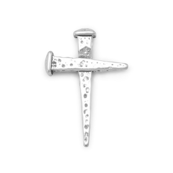 Sterling Silver Oxidized Cross of Nails Slide