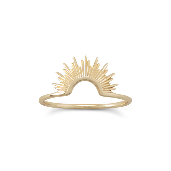 Sterling Silver "Shine On!" 14 Karat Gold Plated Sunburst Ring