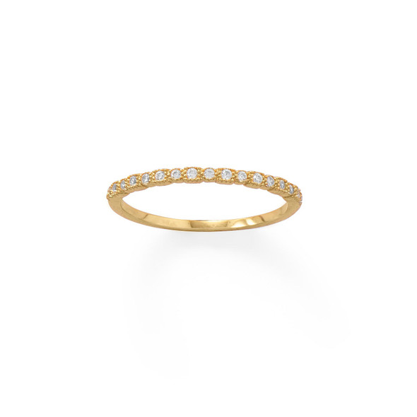 Sterling Silver 14 Karat Gold Plated Thin CZ Ring