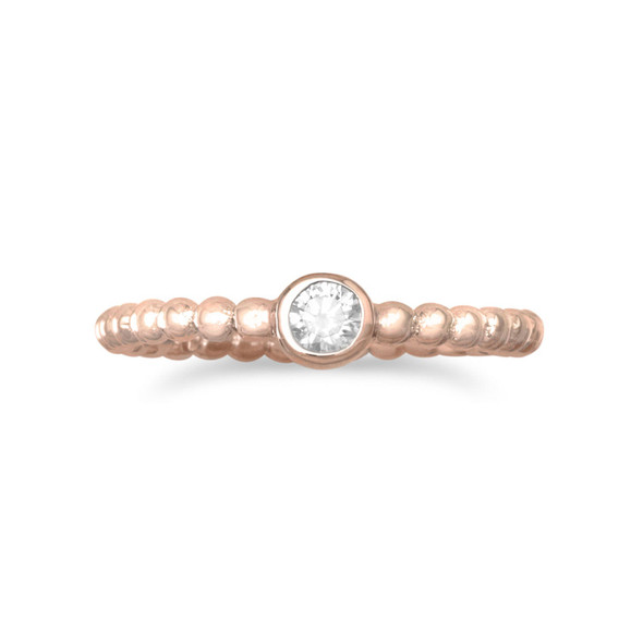 Sterling Silver 14 Karat Rose Gold Plated CZ Ring