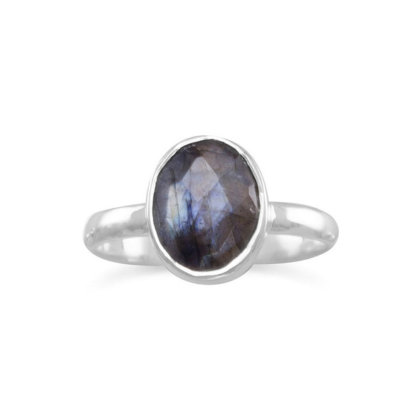 Sterling Silver Faceted Labradorite Ring