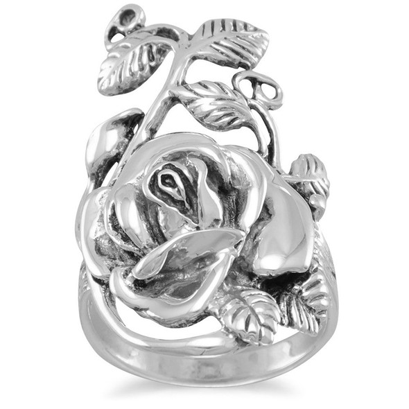 Sterling Silver Oxidized Rose Ring