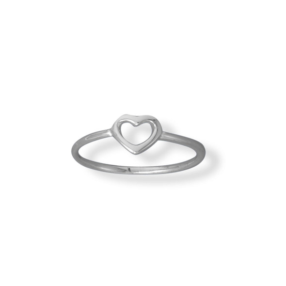Sterling Silver Polished Open Heart Ring
