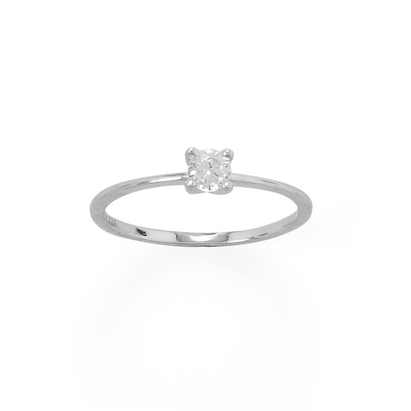 Sterling Silver Rhodium Plated 4mm CZ Band