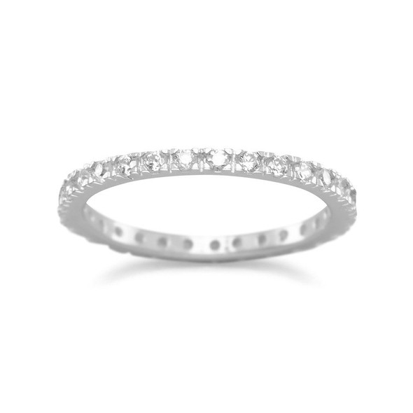 Sterling Silver Rhodium Plated CZ Eternity Band
