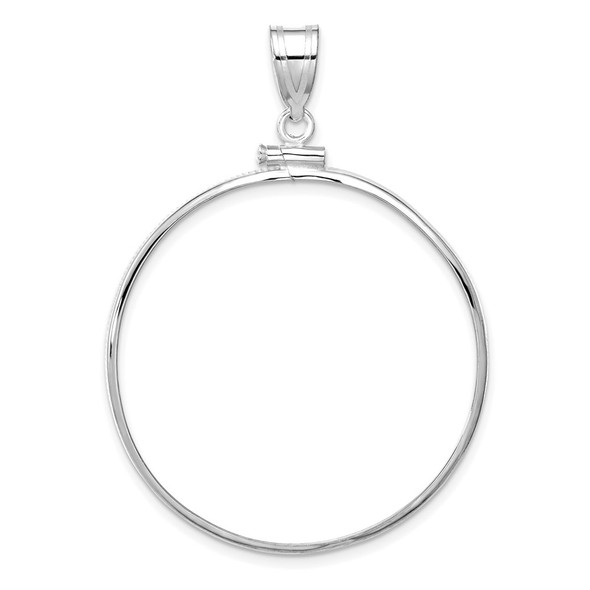 14k White Gold Polished Screw Top 34.2mm x 2.85mm Coin Bezel Pendant