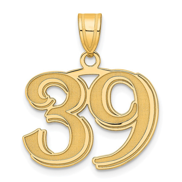 14k Yellow Gold Polished Etched Number 39 Pendant