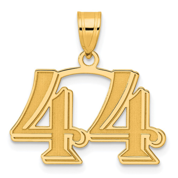 14k Yellow Gold Polished Etched Number 44 Pendant