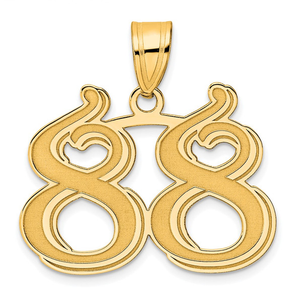 14k Yellow Gold Polished Etched Number 88 Pendant
