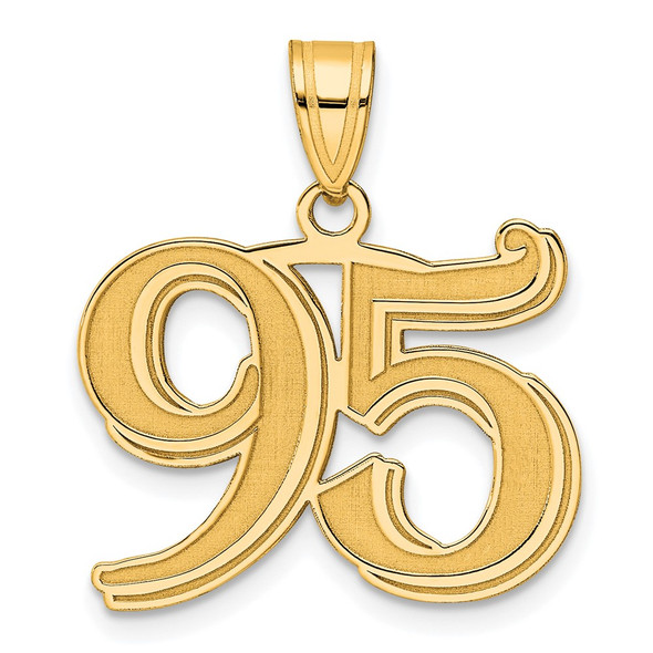 14k Yellow Gold Polished Etched Number 95 Pendant