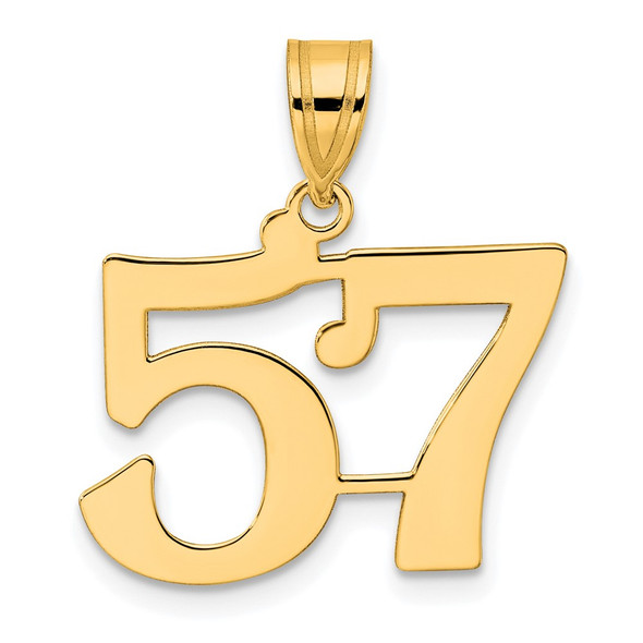 14k Yellow Gold Polished Number 57 Pendant