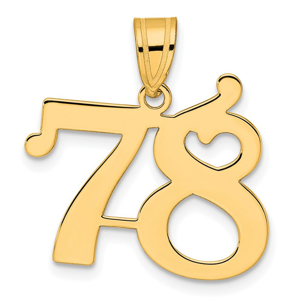14k Yellow Gold Polished Number 78 Pendant