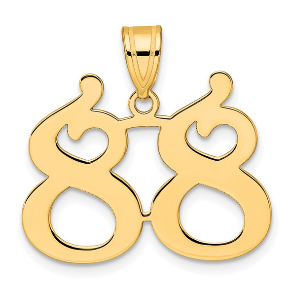 14k Yellow Gold Polished Number 88 Pendant