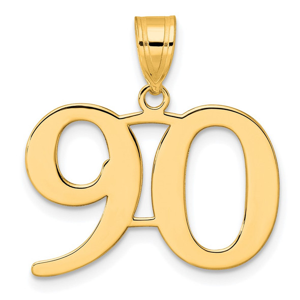 14k Yellow Gold Polished Number 90 Pendant