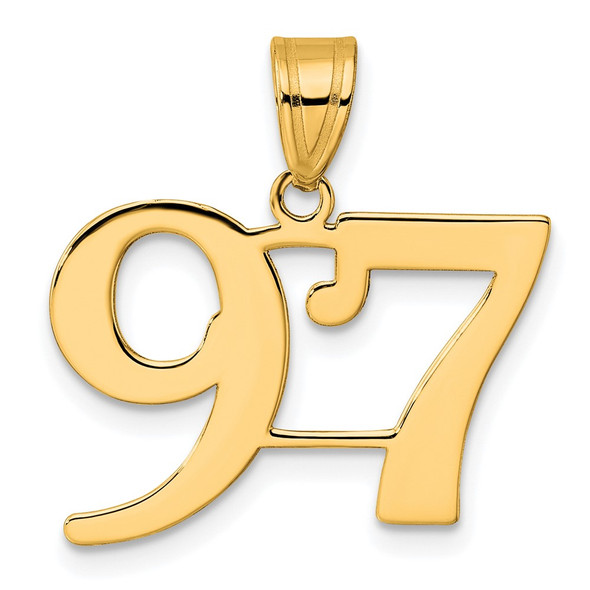 14k Yellow Gold Polished Number 97 Pendant