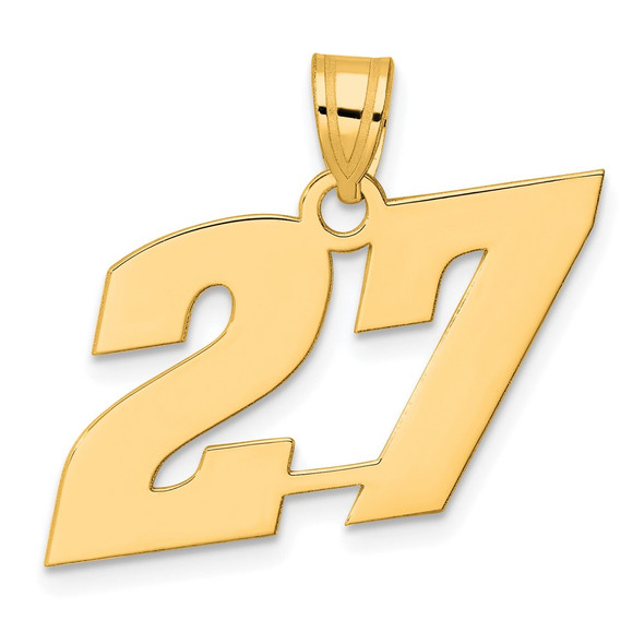 14k Yellow Gold Polished Block Number 27 Pendant