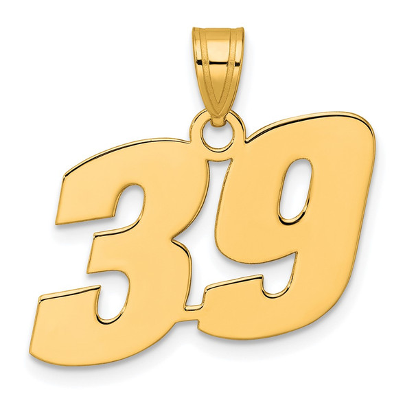 14k Yellow Gold Polished Block Number 39 Pendant