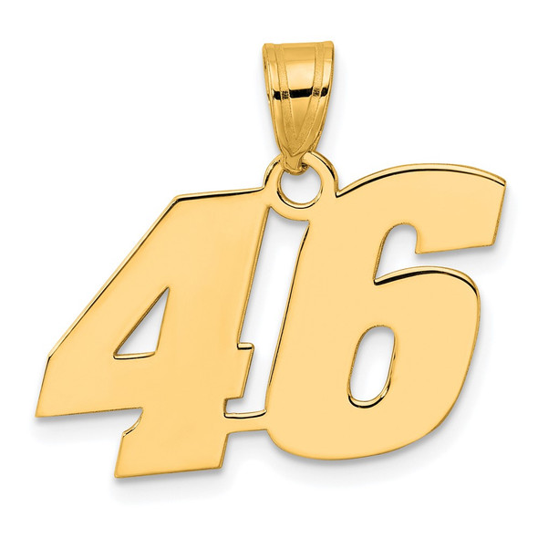 14k Yellow Gold Polished Block Number 46 Pendant
